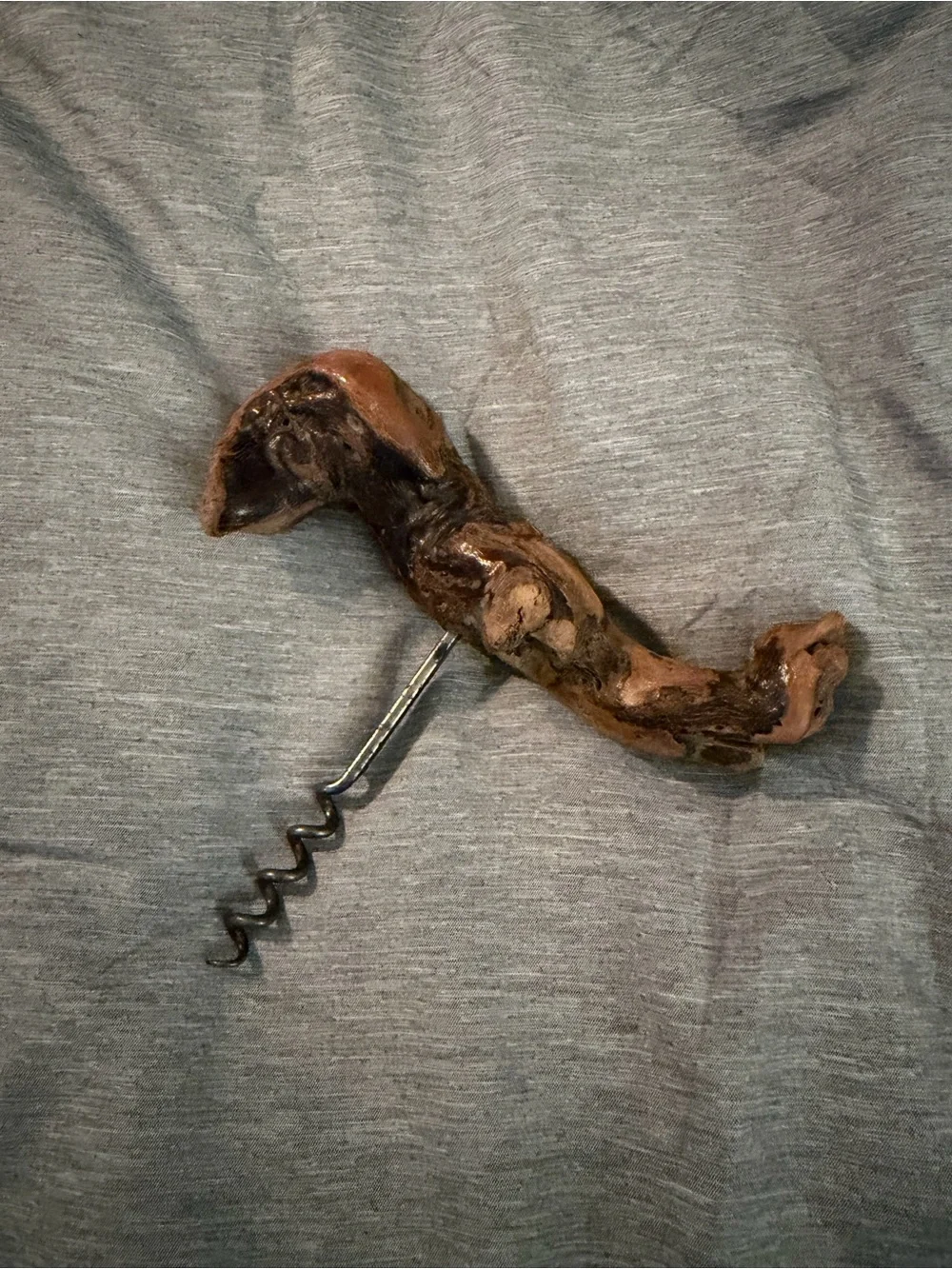 BIRD SHAPED Vintage Old Vine Grapevine Burl Wood Wine Bottle Opener Cork Screw